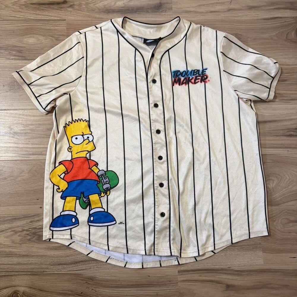 The Simpsons Baseball Jersey Skater Summer Streetwear Bart Size XL